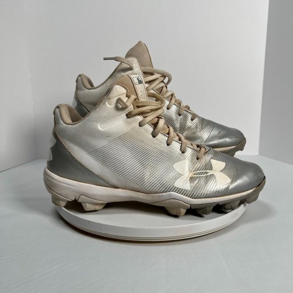 Under Armour Mens 8.5 Leadoff Mid RM 1297315-100 Baseball‎ Cleats White Silver - Picture 4 of 14